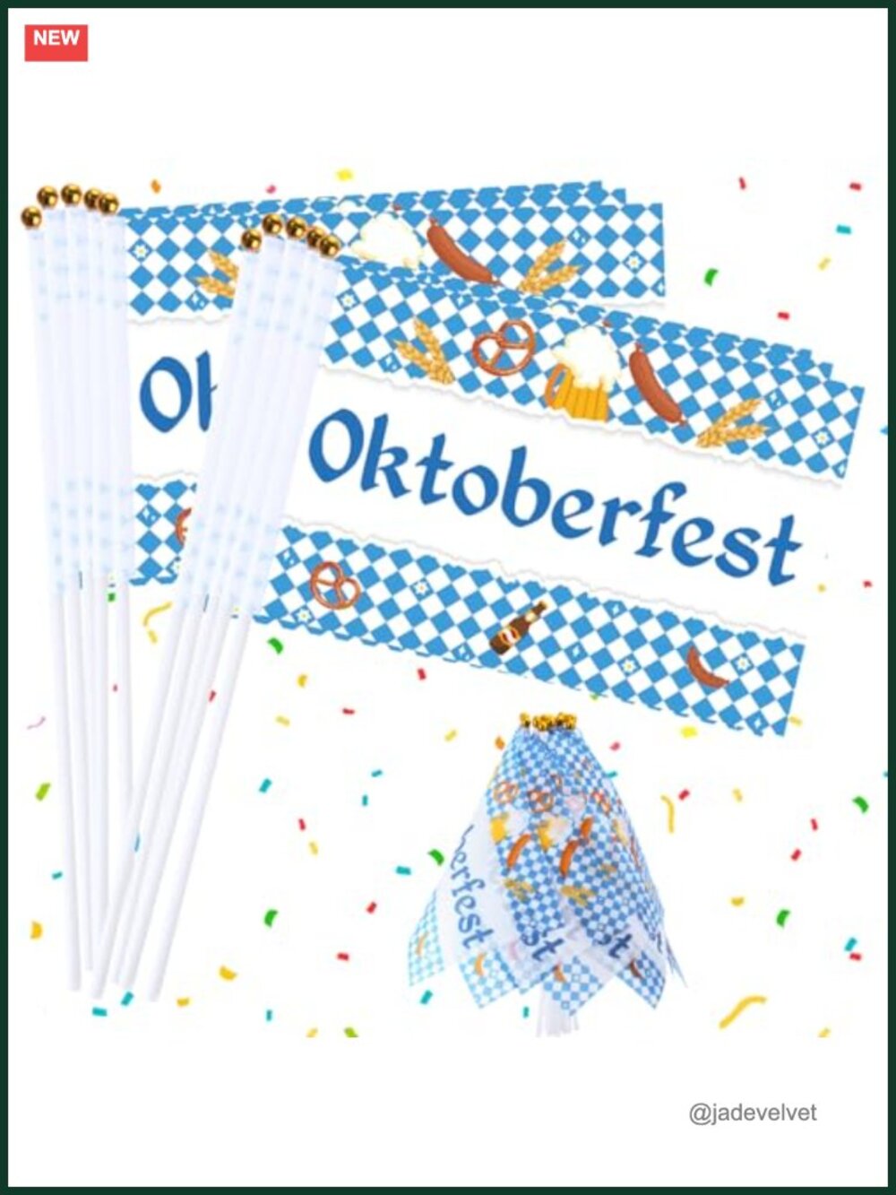30 Pcs Oktoberfest Stick Flags Bavarian Party Decorations Handheld German Beer